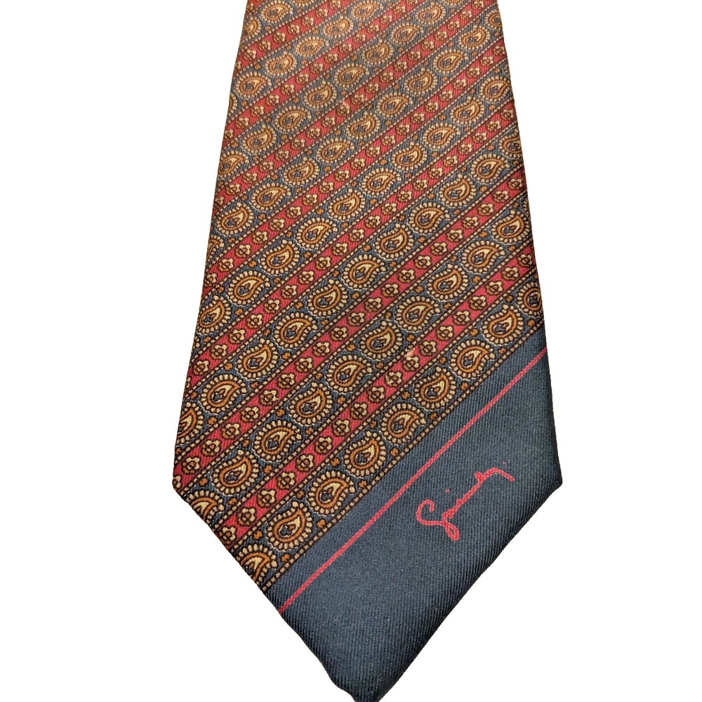 Givenchy Tie Mens One Size Red Blue Gentlemen Paris Italian Silk Paisley Classic